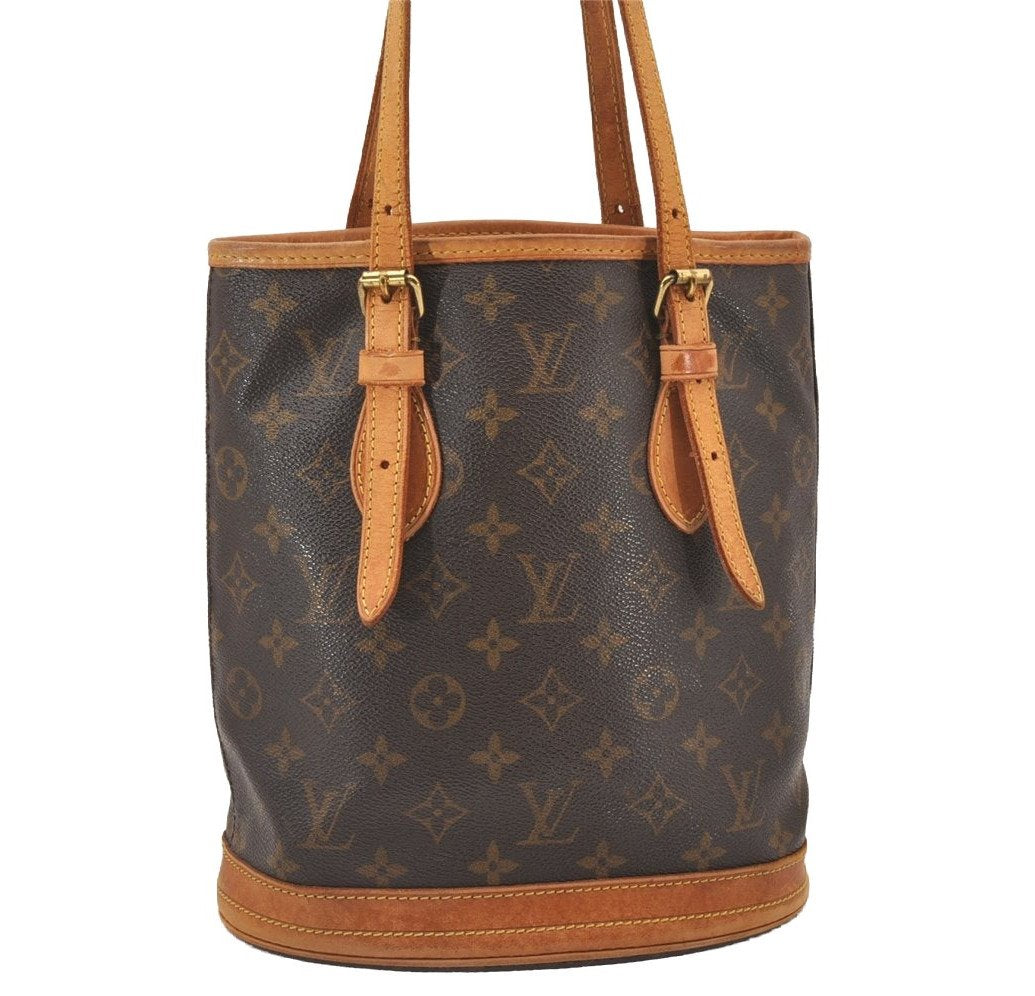 Authentic Louis Vuitton Monogram Bucket PM Shoulder Tote Bag M42238 LV 0873I