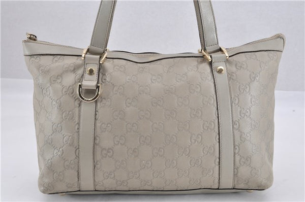 Authentic GUCCI Guccissima Abbey GG Leather Shoulder Tote Bag 141470 Ivory 0876G