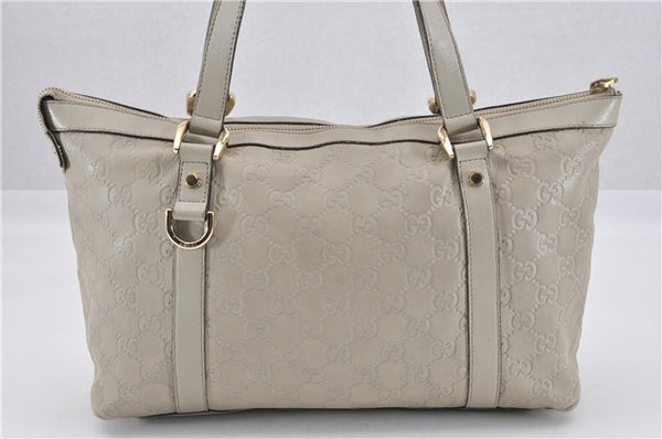 Authentic GUCCI Guccissima Abbey GG Leather Shoulder Tote Bag 141470 Ivory 0876G