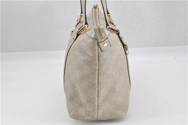 Authentic GUCCI Guccissima Abbey GG Leather Shoulder Tote Bag 141470 Ivory 0876G