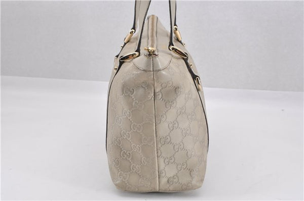 Authentic GUCCI Guccissima Abbey GG Leather Shoulder Tote Bag 141470 Ivory 0876G