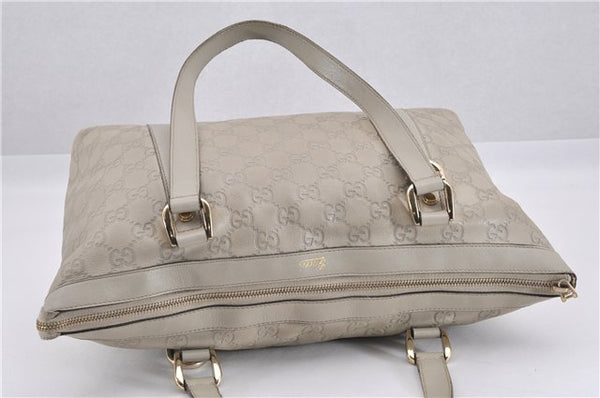 Authentic GUCCI Guccissima Abbey GG Leather Shoulder Tote Bag 141470 Ivory 0876G