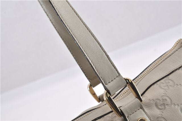 Authentic GUCCI Guccissima Abbey GG Leather Shoulder Tote Bag 141470 Ivory 0876G