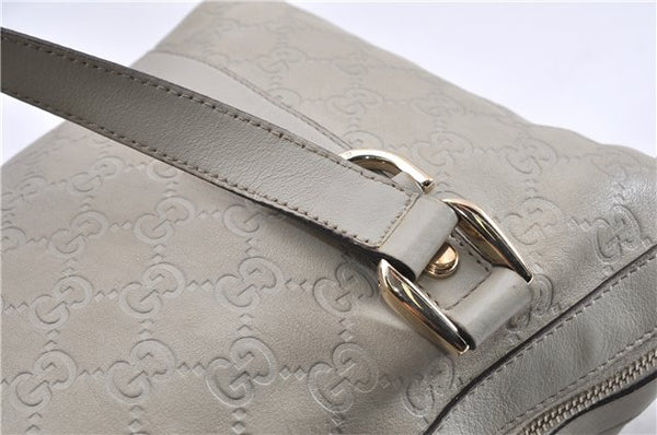 Authentic GUCCI Guccissima Abbey GG Leather Shoulder Tote Bag 141470 Ivory 0876G