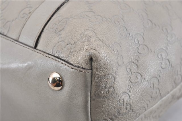 Authentic GUCCI Guccissima Abbey GG Leather Shoulder Tote Bag 141470 Ivory 0876G