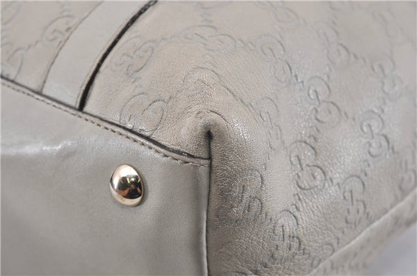 Authentic GUCCI Guccissima Abbey GG Leather Shoulder Tote Bag 141470 Ivory 0876G