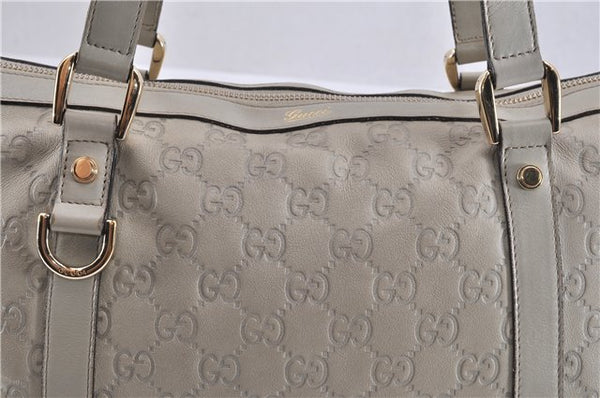 Authentic GUCCI Guccissima Abbey GG Leather Shoulder Tote Bag 141470 Ivory 0876G
