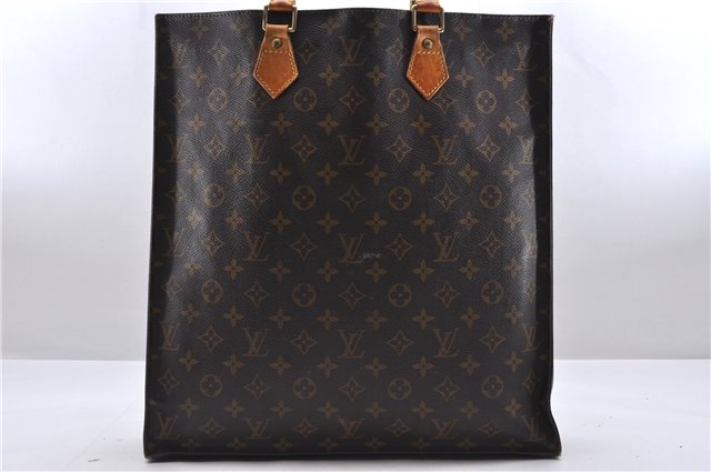 Authentic Louis Vuitton Monogram Sac Plat Hand Bag M51140 LV 0877D