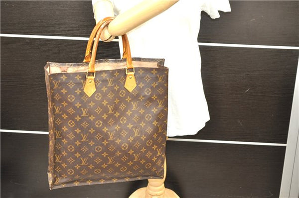 Authentic Louis Vuitton Monogram Sac Plat Hand Bag M51140 LV 0877D