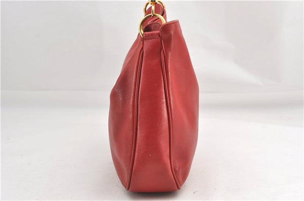 Authentic GUCCI Vintage Bamboo Shoulder Hand Bag Leather Red Junk 0877G