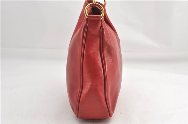 Authentic GUCCI Vintage Bamboo Shoulder Hand Bag Leather Red Junk 0877G