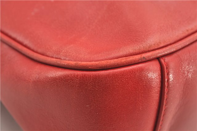 Authentic GUCCI Vintage Bamboo Shoulder Hand Bag Leather Red Junk 0877G