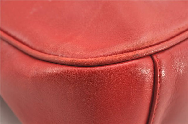Authentic GUCCI Vintage Bamboo Shoulder Hand Bag Leather Red Junk 0877G