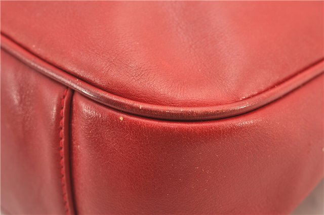 Authentic GUCCI Vintage Bamboo Shoulder Hand Bag Leather Red Junk 0877G