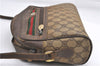 Authentic GUCCI Web Sherry Line Shoulder Bag GG PVC Leather Brown Junk 0878G