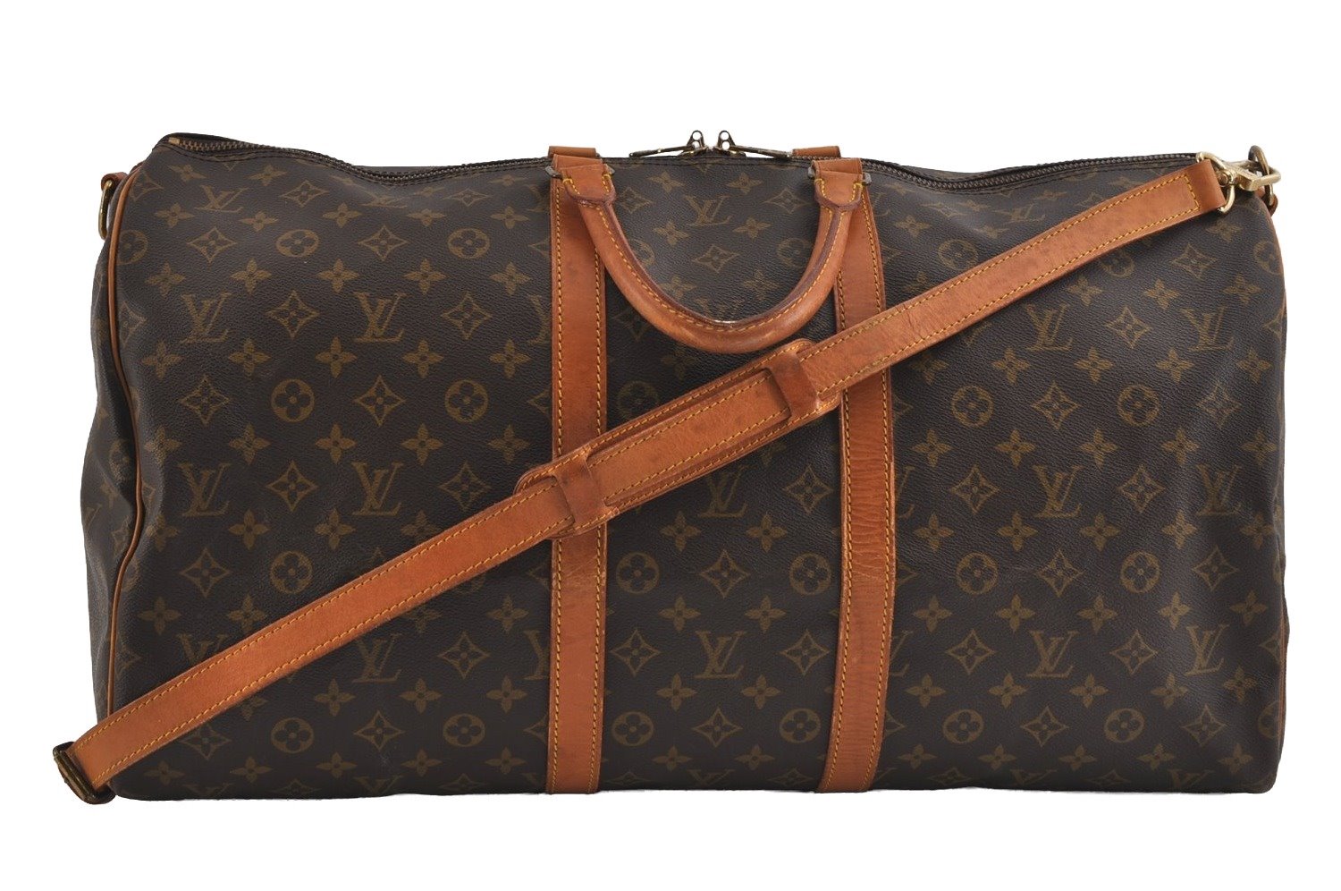 Authentic Louis Vuitton Monogram Keepall Bandouliere 55 M41414 Boston Bag 0878I