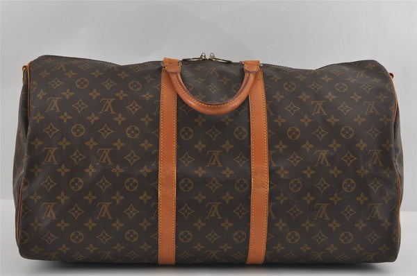 Authentic Louis Vuitton Monogram Keepall Bandouliere 55 M41414 Boston Bag 0878I
