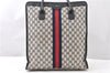 Authentic GUCCI Vintage Sherry Line Tote Hand Bag GG PVC Leather Navy 0880G