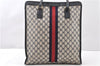 Authentic GUCCI Vintage Sherry Line Tote Hand Bag GG PVC Leather Navy 0880G