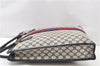Authentic GUCCI Vintage Sherry Line Tote Hand Bag GG PVC Leather Navy 0880G