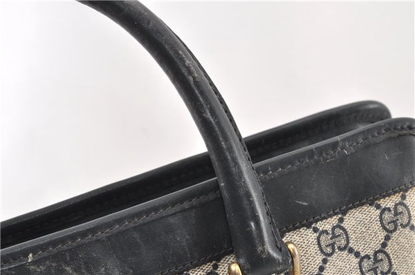 Authentic GUCCI Vintage Sherry Line Tote Hand Bag GG PVC Leather Navy 0880G