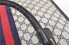 Authentic GUCCI Vintage Sherry Line Tote Hand Bag GG PVC Leather Navy 0880G