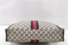 Authentic GUCCI Vintage Sherry Line Tote Hand Bag GG PVC Leather Navy 0880G