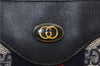 Authentic GUCCI Vintage Sherry Line Tote Hand Bag GG PVC Leather Navy 0880G