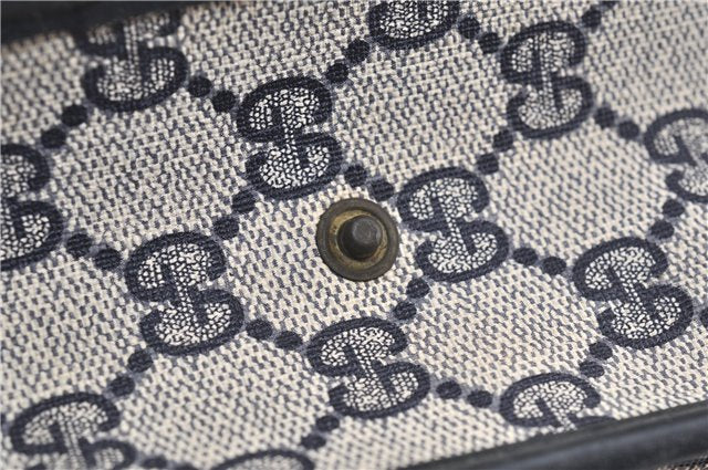 Authentic GUCCI Vintage Sherry Line Tote Hand Bag GG PVC Leather Navy 0880G