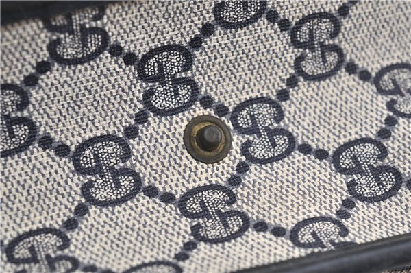 Authentic GUCCI Vintage Sherry Line Tote Hand Bag GG PVC Leather Navy 0880G
