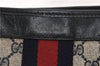 Authentic GUCCI Vintage Sherry Line Tote Hand Bag GG PVC Leather Navy 0880G