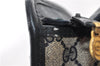 Authentic GUCCI Vintage Sherry Line Tote Hand Bag GG PVC Leather Navy 0880G