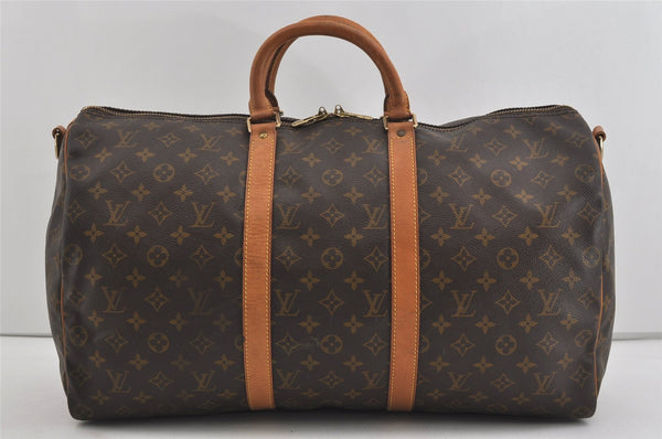 Authentic Louis Vuitton Monogram Keepall Bandouliere 50 M41416 Boston Bag 0880I