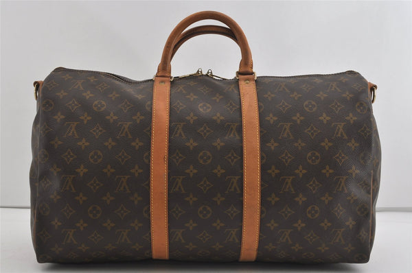 Authentic Louis Vuitton Monogram Keepall Bandouliere 50 M41416 Boston Bag 0880I