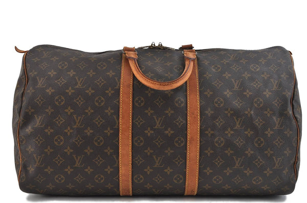 Authentic Louis Vuitton Monogram Keepall 55 Boston Bag M41424 LV 0881D
