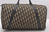 Authentic Christian Dior Trotter Hand Boston Bag Canvas Leather Blue 0881G