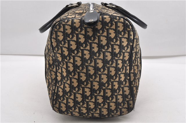 Authentic Christian Dior Trotter Hand Boston Bag Canvas Leather Blue 0881G