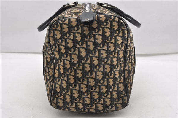 Authentic Christian Dior Trotter Hand Boston Bag Canvas Leather Blue 0881G
