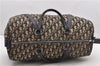Authentic Christian Dior Trotter Hand Boston Bag Canvas Leather Blue 0881G