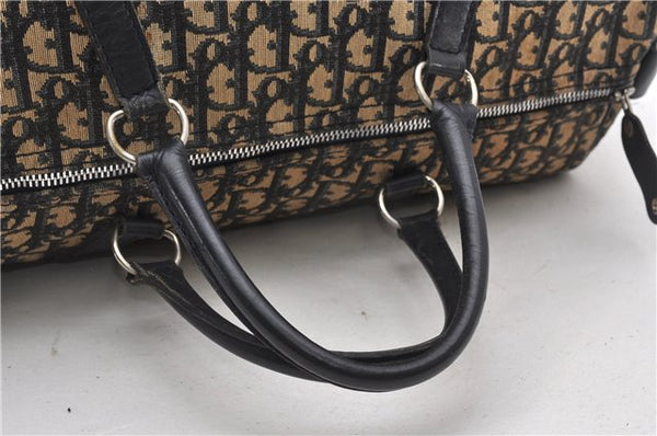 Authentic Christian Dior Trotter Hand Boston Bag Canvas Leather Blue 0881G