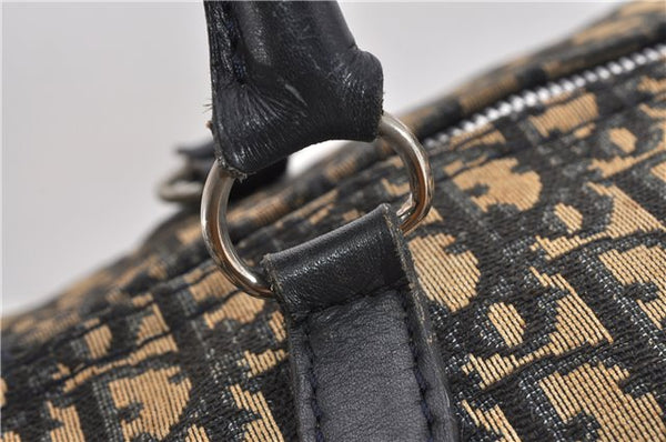 Authentic Christian Dior Trotter Hand Boston Bag Canvas Leather Blue 0881G
