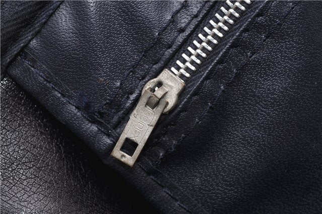 Authentic Christian Dior Trotter Hand Boston Bag Canvas Leather Blue 0881G
