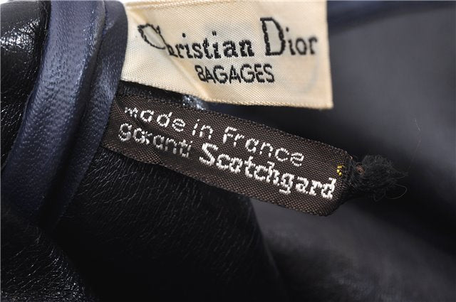 Authentic Christian Dior Trotter Hand Boston Bag Canvas Leather Blue 0881G