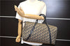 Authentic Christian Dior Trotter Hand Boston Bag Canvas Leather Blue 0881G