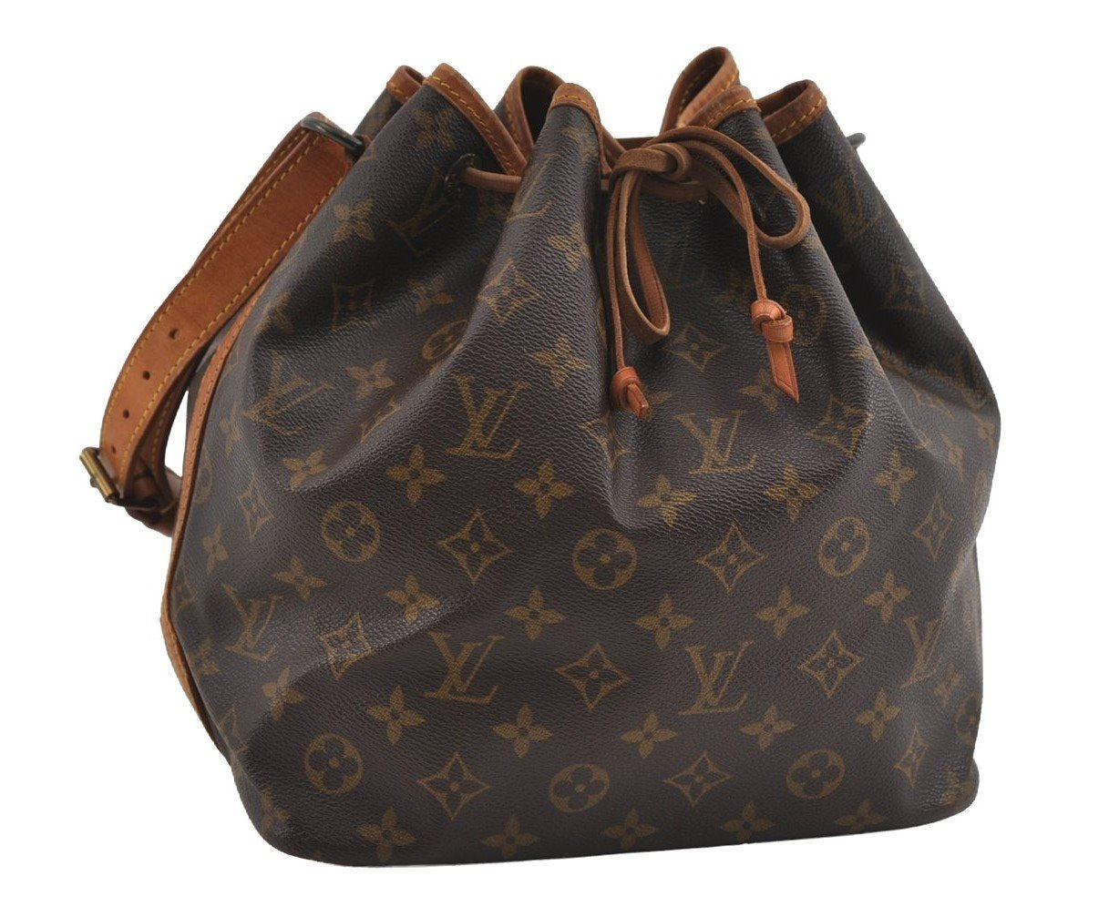 Authentic Louis Vuitton Monogram Petit Noe M42226 Shoulder Drawstring Bag 0881I