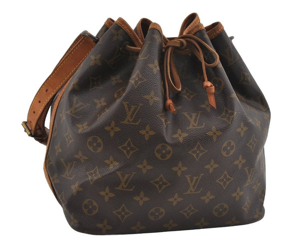 Authentic Louis Vuitton Monogram Petit Noe M42226 Shoulder Drawstring Bag 0881I
