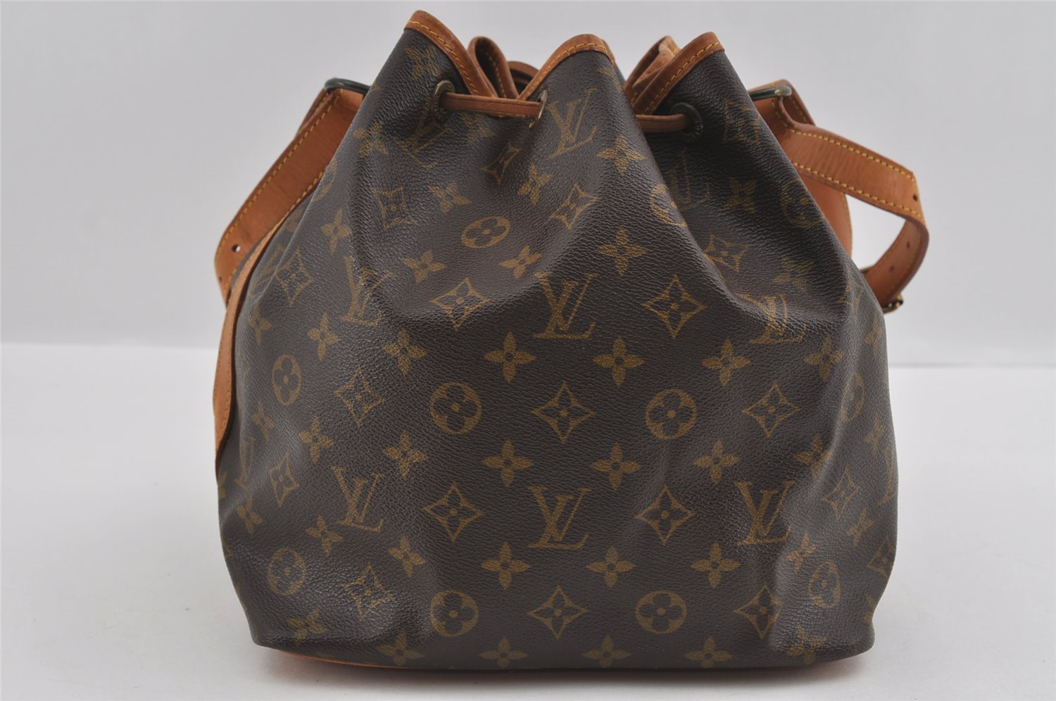 Authentic Louis Vuitton Monogram Petit Noe M42226 Shoulder Drawstring Bag 0881I