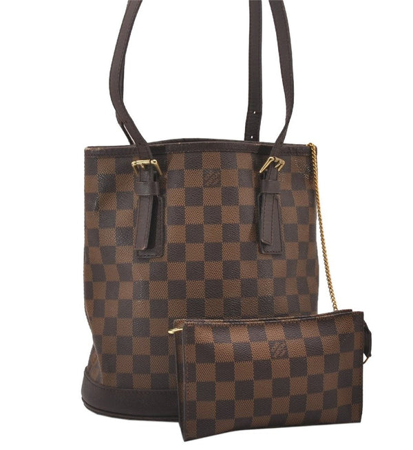 Authentic Louis Vuitton Damier Marais Bucket Shoulder Tote Bag N42240 LV 0882I