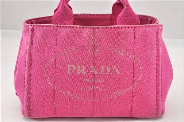 Authentic PRADA Canapa SS 2Way Shoulder Hand Bag Canvas Pink 0883G