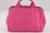 Authentic PRADA Canapa SS 2Way Shoulder Hand Bag Canvas Pink 0883G